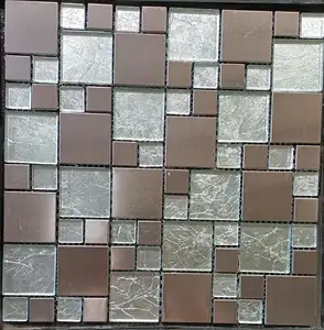 Mosaic Factory Supply Brown Color Glass Mosaic Tile Brown For Building Material