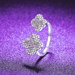 Bague de fiançailles WEIZI 1,08 CT en moissanite, motif trèfle, plaqué argent, pour femme, luxe, sertissage pavé, certifiée GRA, classique, 99 % pure - Product Image 2