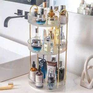 3 Tier Transparent 360 Dresser Rotating <b>Makeup</b> Cosmetic <b>Storage</b> Bathroom Organizer Countertop - Product Image 1