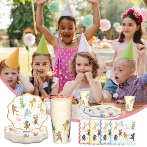 Set di Stoviglie Usa e Getta con Design Animale per Feste, Piatti, Tovaglioli e Bicchieri in Carta, per Compleanni ed Eventi - Product Image 5