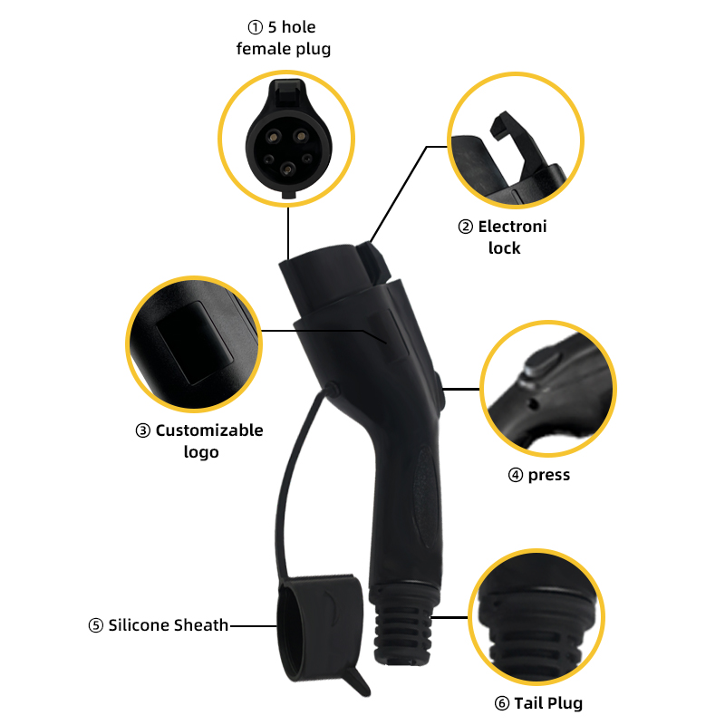 16a 32a Single Phase Type 2 To Type 1 Mode 3 Electric Car Charger