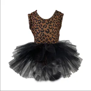 Summer Fashion cheetah print infant Kid tulle neonate Tutu Lace Dress Princess Skirt leo