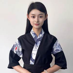 เสื้อเชฟกิโมโนแขน 3/4 ระดับพรีเมียม ระบา<span class=keywords><strong>ย</strong></span>อากาศได้ดี แบบผูกเชือกสไตล์ญี่ปุ่น สำหรับร้านอาหารซูชิ ชุดยูนิฟอร์มร้านอาหาร บาร์ สำหรับฤดูร้อน - Product Image 6