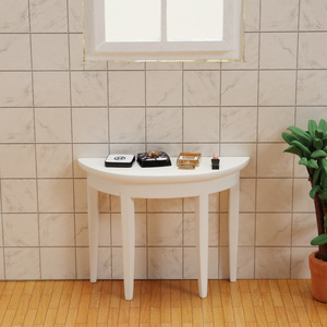 ทางเข้าไม้ขนาดเล็กครึ่งวงกลมโต๊ะไวน์แดงแบบพกพา12คะแนน DIY ของเล่นบ้านตุ๊กตาอาหารของเล่นอุปกรณ์เสริมทางเข้าขนาดเล็ก - Product Image 4