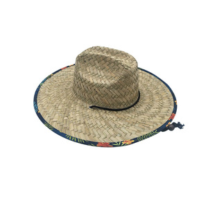 Chapeaux de soleil de plage unisexes pour hommes et femmes, prêts à être expédiés en gros, en paille naturelle, à large bord, style Panama, pour sauveteurs et surfistes, en vrac - Product Image 6
