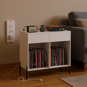 Mobile Porta Giradischi con Scomparti per Vinili e Gambe in Metallo, Arredamento per Soggiorno - Product Image 2