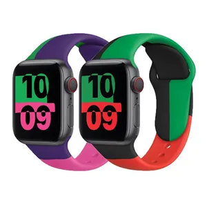 Bracelet en caoutchouc pour Apple Watch, 38/40mm 42/44mm, noir, Sport, Silicone, unité, nouveau