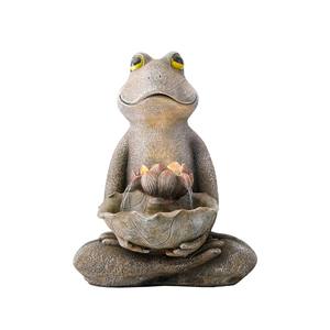 <span class=keywords><strong>Fuente</strong></span> de cascada con forma de <span class=keywords><strong>rana</strong></span> personalizada decorativa para exteriores de jardín de fabricante con luces Led - Product Image 1