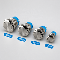 Interrupteur à bouton lumineux miniature 12mm/16mm/19mm/22mm, anneau LED 12V, acier inoxydable, niveau IP65