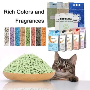 OEM Déodorant antibactérien sans poussière litière pour chat tofu dégradable naturelle de différentes couleurs et saveurs litière agglomérante pour chat tofu