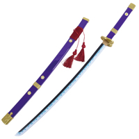 Épée d'anime Ming Hu, nouvelle épée en bois de bambou Zoro, lame de démon à flamme violette, épée japonaise de cosplay