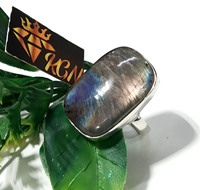 Anillo de piedras preciosas de labradorita de fuego múltiple natural Anillo de labradorita de Plata de Ley 925 Anillo de plata cabujón con cojín