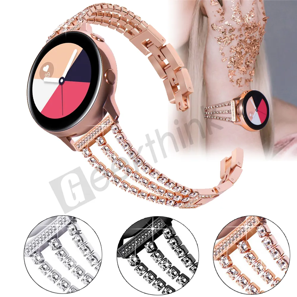 Geekthink cinturino per orologio da donna per samsung galaxy gear s3 cinturino in lega di diamanti cinturino per orologio in acciaio inossidabile cinturino per orologio in metallo di lusso