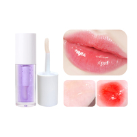 Cosmétiques Bio Marque Blanche, Baume Gloss Repulpant pour les Lèvres Pêche, Haute Brillance, Résistant à l'Eau, Vegan, Fruité, Rose Transparent, Minéral, avec Grand Pinceau