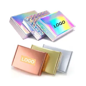 Biểu Tượng Tùy Chỉnh Sang Trọng Mỹ Phẩm Quà Tặng Tóc Giả Bao Bì Cầu Vồng Ba Chiều Hộp Bạc Tăng Vàng Sóng Giấy Ba Chiều Hộp Vận Chuyển - Product Image 1