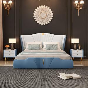 लोकप्रिय आधुनिक सरल डबल बिस्तर लाइट लक्जरी नरम बिस्तर बेडरूम रानी और किंग बिस्तर फ्रेम के साथ किंग बिस्तर फ्रेम - Product Image 2