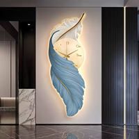 Peintures de Décoration Murale LED Plume Luxe Léger pour Hall d'Entrée, Art Mural Maison