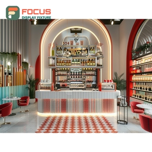 Modern Coffee Display Rack Bean Bag <b>Shelf</b> Walnut Finish Store Product Display Rack - Product Image 1