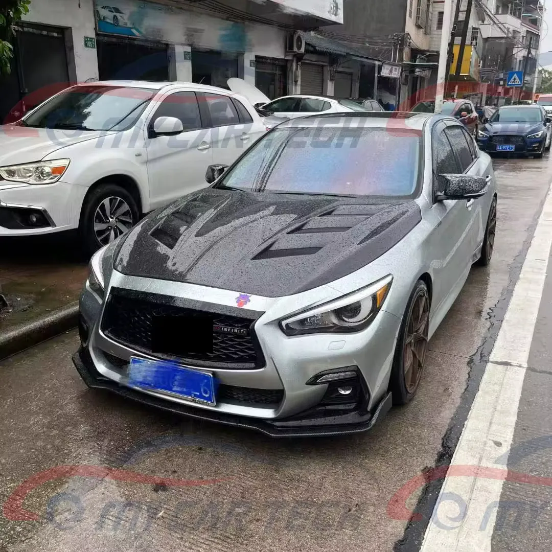 Tudung serat karbon untuk infiniti Q50 AM vented hood