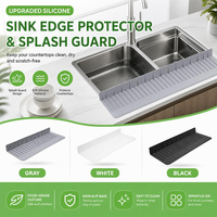 Protection anti-éclaboussures pour évier de cuisine et salle de bain, en silicone en forme de L, avec drain et picots antidérapants