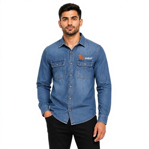 Camisas de mezclilla para hombre al por mayor, camisas casuales personalizadas con botones, camisas de trabajo de mezclilla de algodón de manga larga, fabricante de camisas de moda. - Product Image 1