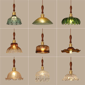 Lámpara Colgante Estilo Vintage, Redonda Dorada, E27 LED, Lámpara de Techo de Madera Sólida de Una Sola Cabeza para Entrada - Product Image 3