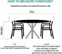 Vente en gros 100% Imperméable Résistant aux UV Anti-Décoloration Mobilier d'extérieur Table Chaise Couverture Noir Rond Patio Meubles Couvre