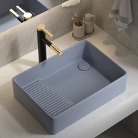 Usine directe en céramique rectangulaire comptoir lavabo lavabo planche à laver pour salle de bain pour Machine à laver évier de vidange latéral