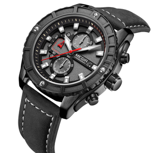 <span class=keywords><strong>MEGIR</strong></span> 2119G Tendance Haute Qualité Nouveau Design Logo Personnalisé <span class=keywords><strong>Prix</strong></span> Bas En Vente Multifonction Hommes Montres À Quartz Bracelet En Cuir Véritable - Product Image 4