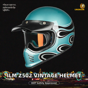 Nuevo Casco de Motocicleta Integral <span class=keywords><strong>ILM</strong></span> Z502 Vintage con Certificación DOT - Negro Mate, Visera Tintada ABS, Liberación Rápida, Diseño Gráfico, 1 Año de Garantía - Product Image 2