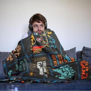 Gamer Gift Flannel <b>Blanket</b> <b>Throw</b> <b>Blanket</b> Nap <b>Blanket</b> Machine Washable Fade Resistant for Bed Sofa Couch Custom Print Wholesale - Product Image 4