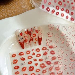 Pegatinas para Uñas del Día de San Valentín, Labios Rojos en 3D, Calcomanías Autoadhesivas para Uñas con Diseño de Corazón, Suministros para Arte de Uñas para DIY - Product Image 2