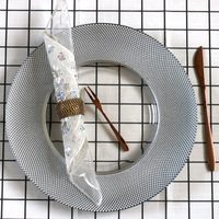 Assiette de dîner vintage en verre artisanal, écologique, transparente, en cristal, peinte à la main, motif écossais or, argent, rose