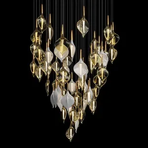Lustre en céramique de luxe moderne brillant boule pendentif lumière pour la maison salon hall de l'hôtel - Product Image 3