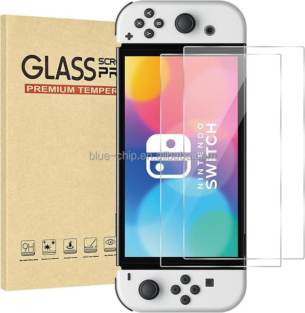 Factory Wholesale 2 Pack 2.5D 9H Anti-scratch Bubble Free HD Clear Tempered Glass Screen Protector for Nintendo Switch OLED