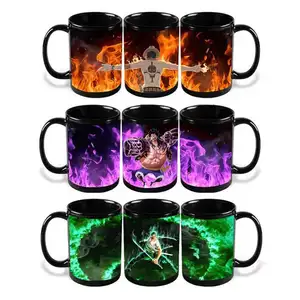 21 Styles Luffy Zoro Ace Heat Temperature Sensitive Mug Color Changing Cartoon kawaii Anime Coffee Mug Cups Mugs