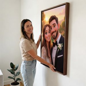 Cuadro de Lienzo Personalizado con Retrato de Dibujos Animados de 20*20CM, Póster de <span class=keywords><strong>Foto</strong></span> Animada Personalizada, Arte en Lienzo Enmarcado para Decoración del Hogar, Día de la Madre, Aniversario - Product Image 2