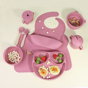 Tùy chỉnh in logo bán buôn trẻ em đồ ăn Bộ đồ ăn BPA free Silicone bé ăn hút bát Silicone tấm Set - Product Image 3