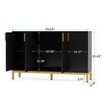 Meubles de style médiéval moderne, armoires de rangement pour salle à manger, console de 59 pouces, buffet à 4 portes, bois + métal
