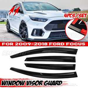 4 Pcs Black Tinted Car Side <b>Window</b> Visor Guard <b>Vent</b> Rain Guard Cover Trim Protection Awning Shelter for FORD for FOCUS 2009-2018 - Product Image 1