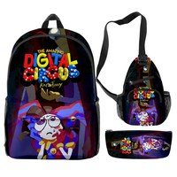 Nouveau Sac à Dos Tendance et Incroyable Thème Cirque Numérique, Dessin Animé, Anime, en Tissu Oxford Durable et Imperméable, Lot de 3 Pièces pour Voyages en Plein Air
