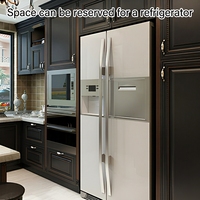 Meuble de cuisine en bois sur mesure, style classique américain, design gratuit, coloris noir et blanc, avec rangement, assemblé