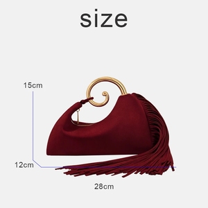 Borse da Sera in Camoscio per Donne, Borse Firmate di Lusso 2026 Nuove con Frange <span class=keywords><strong>Nell</strong></span>, Manico Superiore con Hardware e Nappa - Product Image 3