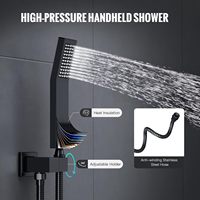 Panneau de douche mural noir mat avec bouton-poussoir, pommeau de douche pluie 10 pouces haute pression, ensembles de douche murale