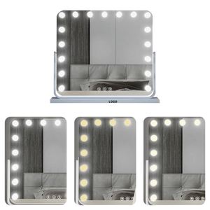 Large Rectangular Black Led Makeup <b>Mirrors</b> <b>Mirror</b> <b>Lights</b> Flat Hd Imaging <b>With</b> No Distortion Precise - Product Image 3
