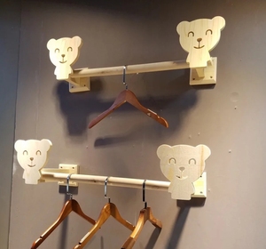 Custom Modern Cartoon Wooden Cloth Drying Stand <b>Wall</b> <b>Mount</b> Storage Rack <b>Shelf</b> for Home Use Display Wood Products Organizing - Product Image 4