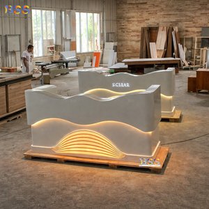 Mesa de recepción de salón estético con logotipo Led, mesa frontal de clínica médica de piedra blanca personalizada, mesa de <span class=keywords><strong>recepcionista</strong></span> de oficina de belleza - Product Image 5