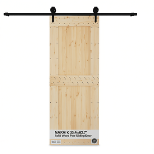 Porte coulissante en pin massif Narvik 35,4x82,7 pouces, style ferme, non finie, pour placard de rangement intérieur - Product Image 1
