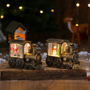 New Creative Gold-Brushed Glowing Water-Filled PVC <b>Train</b> Head <b>Ornament</b>, <b>Christmas</b> Gift Decoration, Night Light - Product Image 4