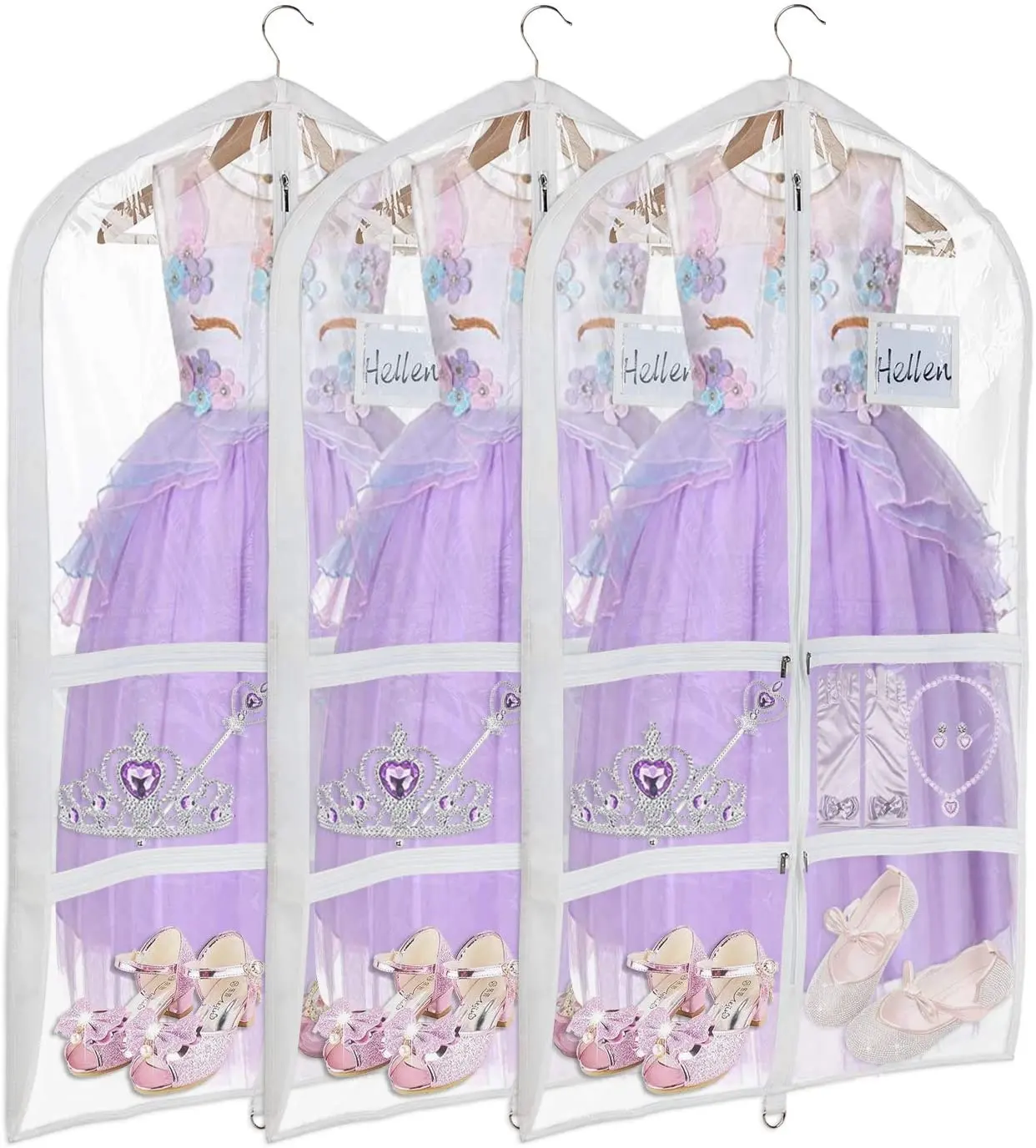 Clear Dance Costume Garment Bag Zippered transparent pvc dress Bags with logo